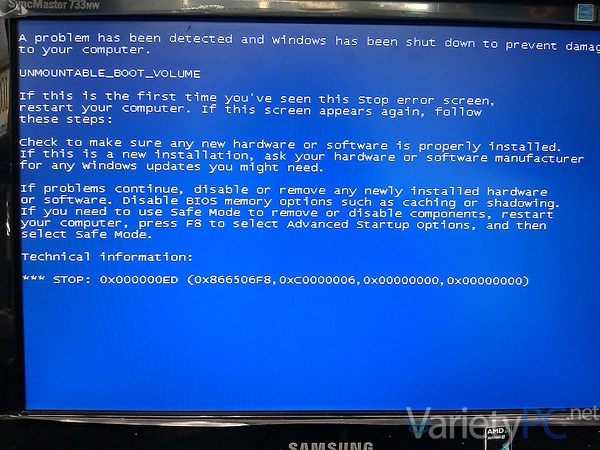 867301 แก้ปัญหาจอฟ้า Unmountable Boot Volume หากบูตเข้าระบบไม่ได้
