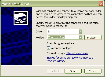 หน้าต่างของการทำ Map Network drive...