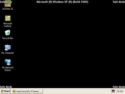 หน้า Safe Mode ของ Windows XP